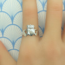 Vintage 925 Sterling Silver Irish Claddagh Heart Valentines Ring with Box