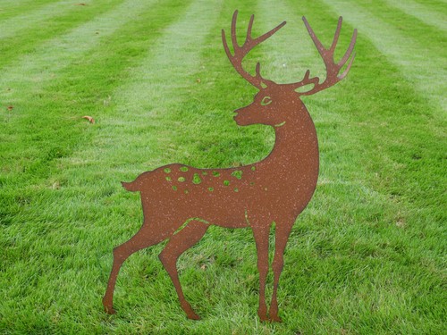 Rusty stag stake garden - stag,