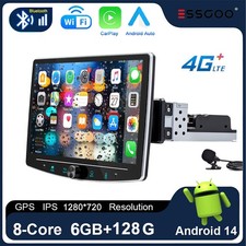 Rotatable 10.1" Android14 8-Core 1 DIN Car Auto Play Radio Stereo GPS Nav 6+128G