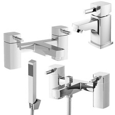 Chrome Square Bathroom Bath Shower Mixer Filler Taps Set Basin Mono Modern Pack