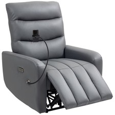 HOMCOM Electric Recliner Chair with Phone Holder, USB Charge Port, Grey