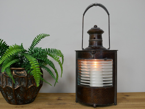 Antique bronze metal lantern - bronze,