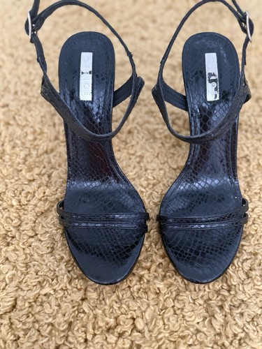 Rose gold glitter block heel