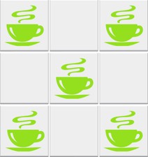 Kitchen Tile Stickers COFFEE CUPS Vinyl Transfers Decals Coffee Wall Stickers