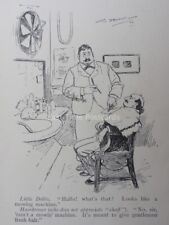 Barber / Shave Theme FRESH H'AIR MACHINE Tom Browne c1899 Antique Punch Cartoon