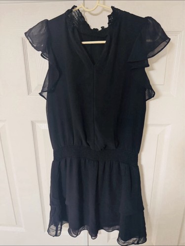 State black chiffon ruffle - black,