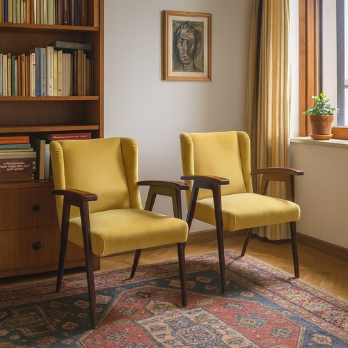 Vintage armchairs design - vintage, wood