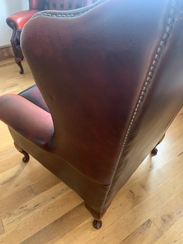 Oxblood leather chesterfield - oxblood,