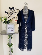 Condici Mother of Bride Groom Size 24 Navy & Cream Dress Floaty Coat Hatinator