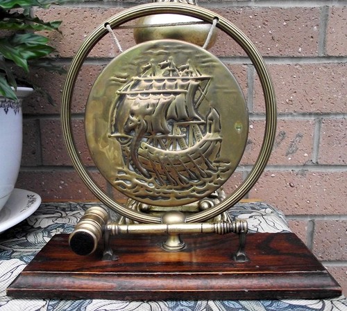 Vintage brass dinner gong - vintage,
