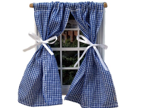 Dolls house blue - dolls, gingham