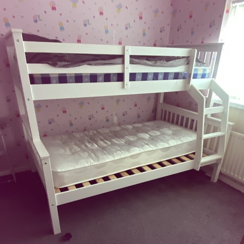 White wooden single bunk - white,