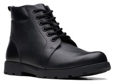 Clarks Older Boys HEATH MID Y Black Leather Boots