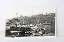 Whitby Harbour Postcard  Boats Abbey People Church Jetty Photochrom RPPC