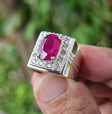 Natural Ruby Ring Sterling Silver 925 Handmade Yaqoot Ring Real Ruby Gem Ring