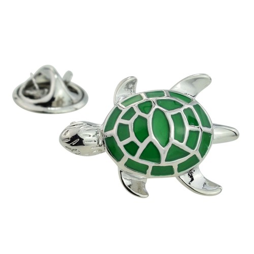 Green turtle design lapel - green,
