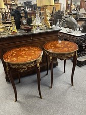Pair of Louis XV Style Marquetry Side Lamp Tables with Ormalu Detail