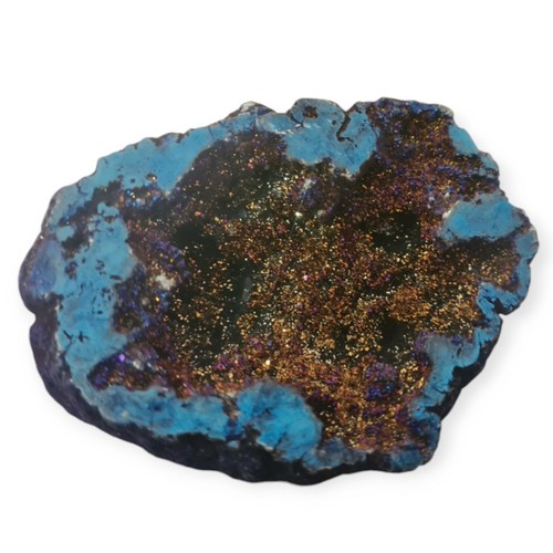 Cobalt aura quartz geode - quartz,