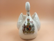 Crested China - LLANRWST Crest - Swan, posy holder - Victoria China.