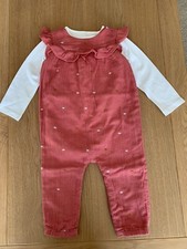 Tu Baby Girls Pink 2 Piece Jumpsuit & Top Size 12/18 Mths Buttons Long Sleeve