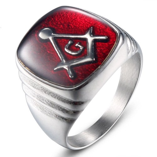 Masonic ring red epoxy square - red,