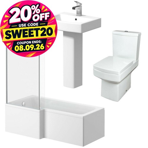 Bathroom suite shaped bath - bathroom, l