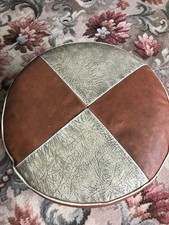 vintage leather round  pouffe