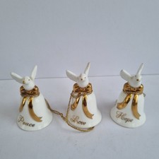 Love, Peace And Hope Mini Dove Porcelain Bells Ornaments Trinkets Gifts 