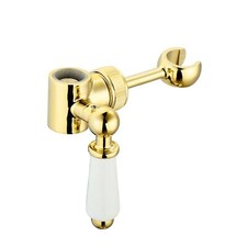 Rigid Riser Rail Shower Pole Lever Bracket Traditional Gold Solid Brass ENKI B09