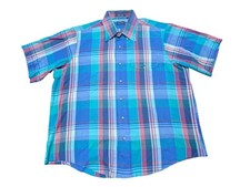 GANT Foxhunt Plaid Short Sleeve Button Front Shirt Men's XLarge Blue RN 16157