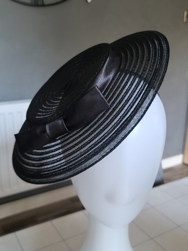 Wide brim black fascinator - wide,