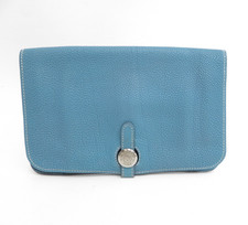 Authentic Hermes Leather Dogon Bifold Long Wallet F#47669