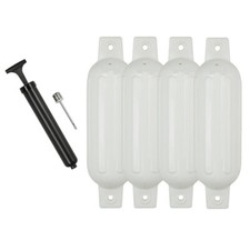 4X Boat Fenders 4.5x16'' Marine Inflatable Buoys Vinyl Ribbed Dock Bumper White