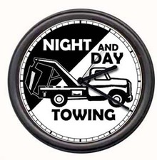Day & Night 24 Hour Towing Tow Truck Driver Company Recovery Sign Clock