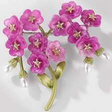 Stunningly Chic Floral Resin Brooch With Simulated Pearl Drops - Gift Boxed
