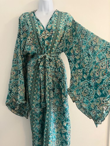 Kimono long gown silk robe - kimono,