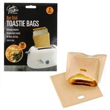 2 REUSABLE TOASTER BAGS Non Stick Toastie Toast Sandwich Pockets Bag GHOM2196 UK