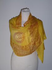 Small Ethnic Hindu/Buddhist Scarf Yellow Om Ganesh Buddha Natraj Shiva Krishna