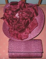 JACQUES VERT PLUM /CLARET MATCHING HAT/FASCINATOR  & BAG NEW WITH TAGS