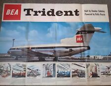 1963 BRITISH EUROPEAN AIRWAYS BEA TRIDENT POSTER HAWKER SIDDELEY & ROLLS ROYCE 