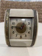 Vintage Westclox Roll Top Travel Alarm Clock  Stylish 60s Design  Beige Working