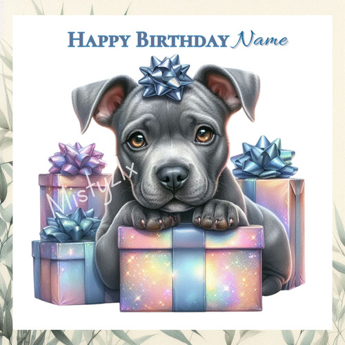 Personalised staffy greeting - personalised,