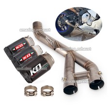 For Yamaha MT-10 YZF R1 2015-2023 Exhaust Carbon Tips Muffler Mid link Pipe 61mm