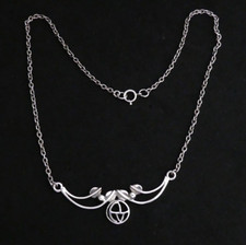 BEAUTIFUL Sterling Silver Chain Suspended Renee Mackintosh Style Floral PENDANT