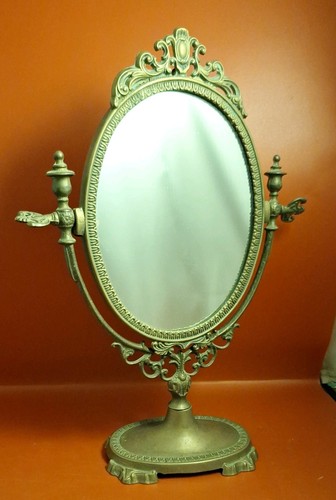 Vintage brass oval vanity - vintage,