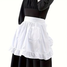 Dual Pockets Waist Apron with Ruffled Cooking Half Apron  Restaurant