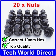 20x BLACK ALLOY WHEEL NUTS FOR