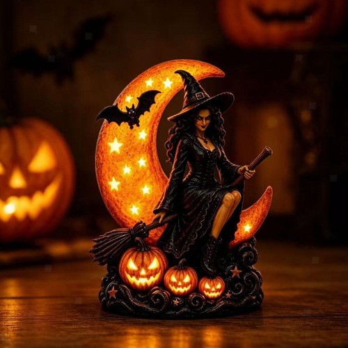Halloween witch statue - halloween, night