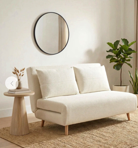 Beige convertible futon - convertible, sofa
