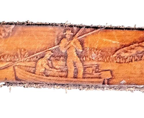 Tooled leather belt fishing - belt,
